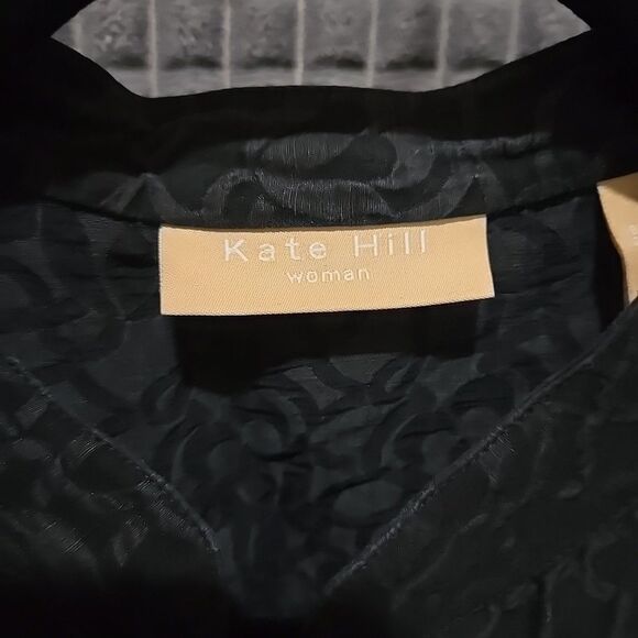 Silk Linen Buttonup Shirt Jacket 20W KateHill Lightweight Jacquard Artsy Money - Picture 6 of 16